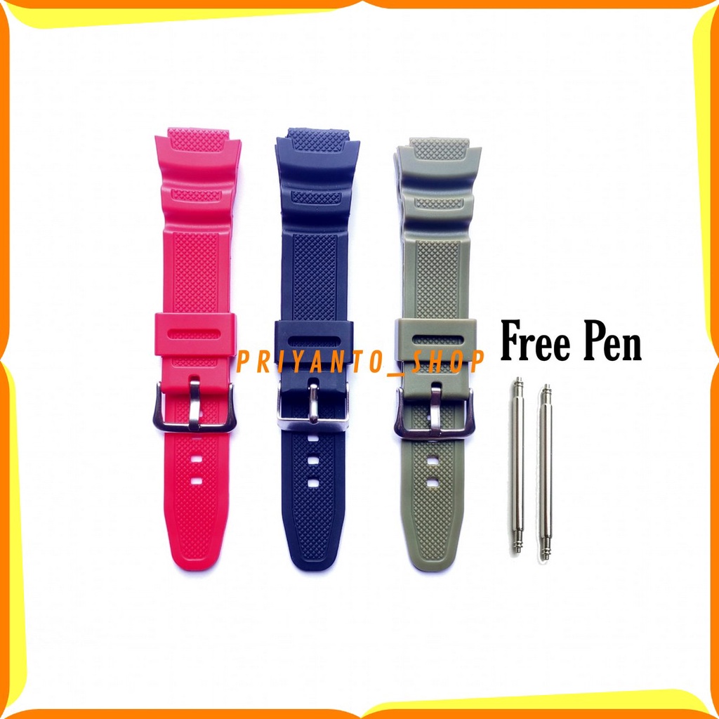 STRAP TALI JAM TANGAN CASIO W218H W 218H BONUS PEN RUBBER WATCH