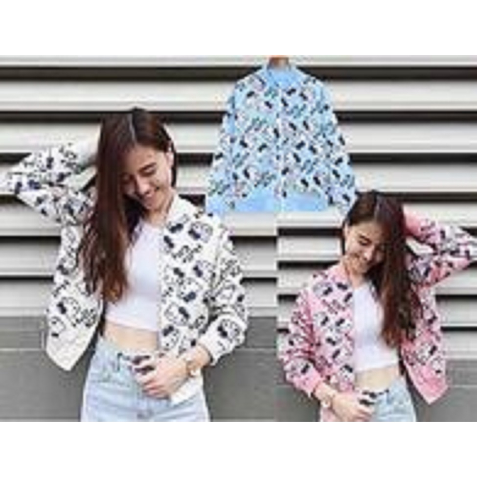 [Bomber Hello Kitty BC]Jaket wanita babytery PUTIH/PINK/BIRUMUDA