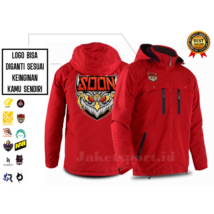 JAKET PRIA WINDBREAKERS CLIMBER BADGER TEBAL WF MERAH HITAM OUTDOOR ADVENTURE BISA COSTUM GAMBAR