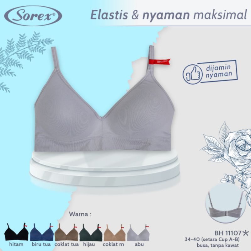 Bra sport Sorex 11107 uk 34-40 bh tanpa kawat, busa tipis