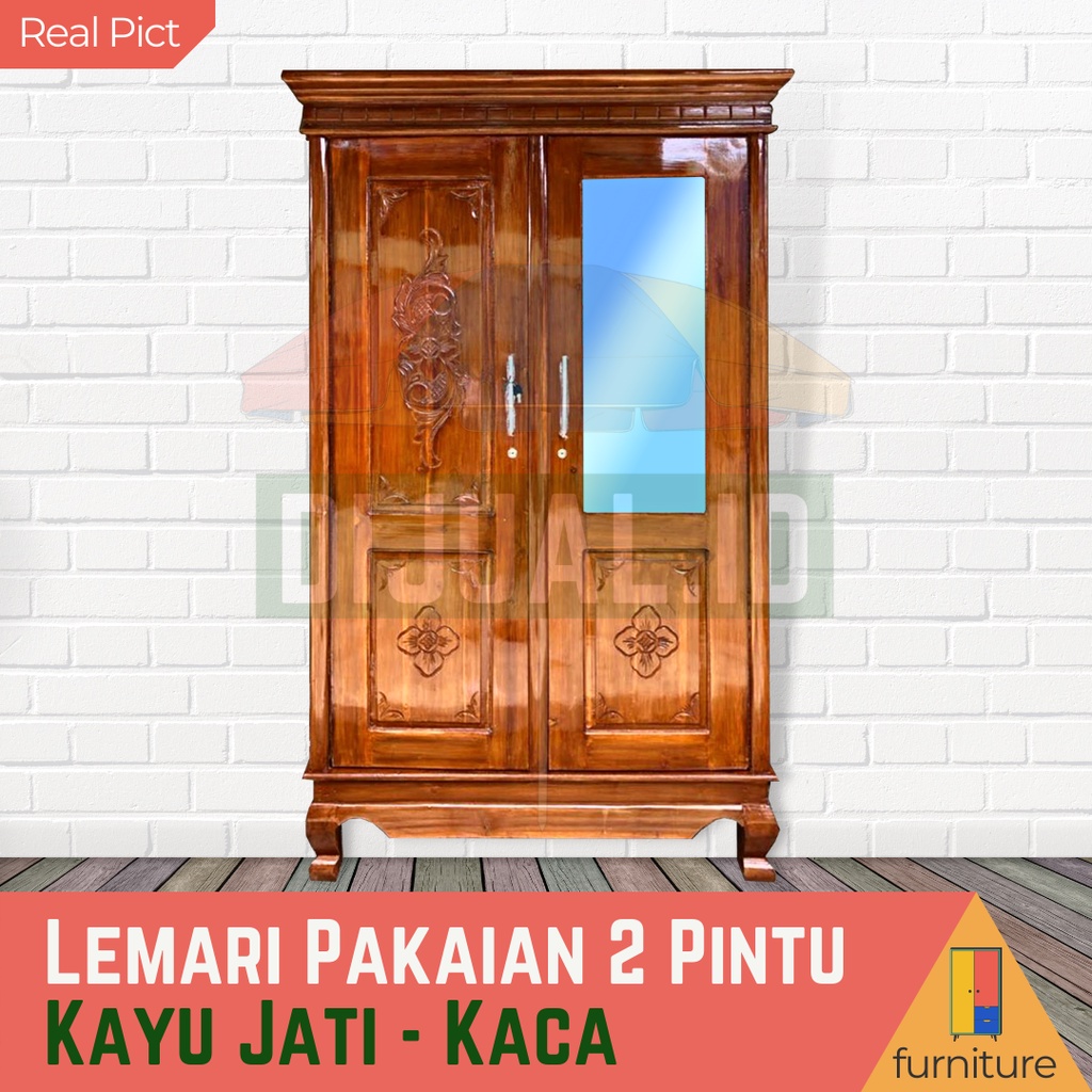 Lemari Pakaian Jati 2 Pintu - Lemari Kayu Jati - Lemari Pakaian - Lemari Jati 2 pintu