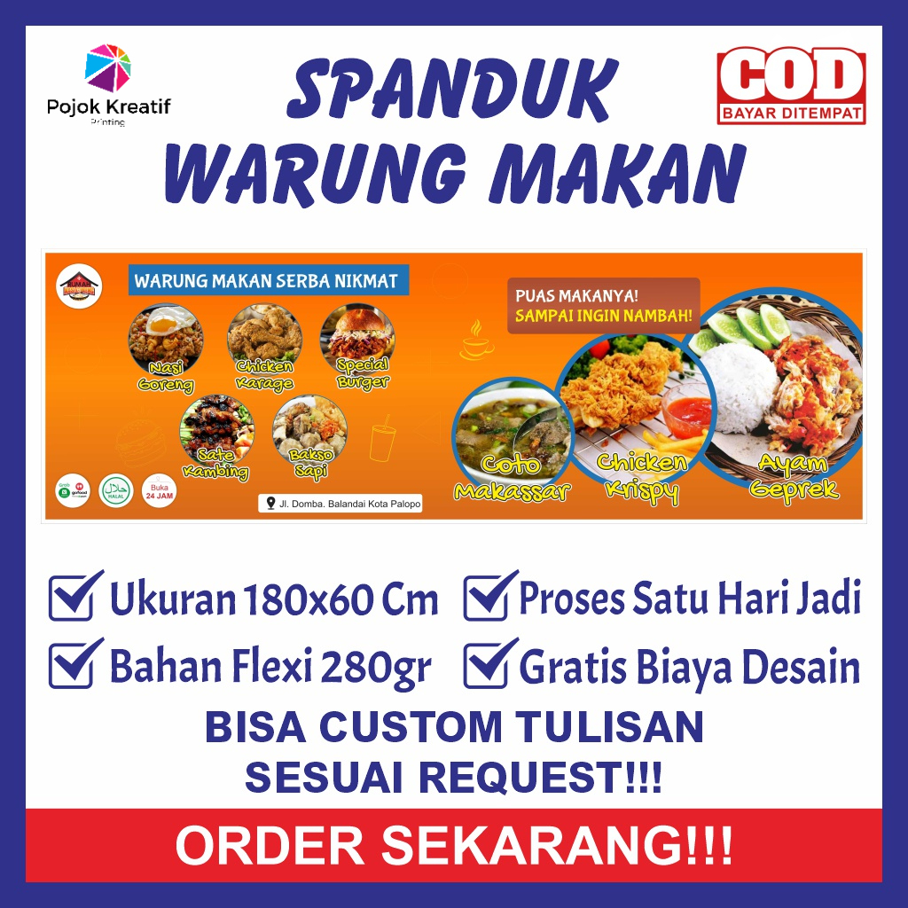 Spanduk Sepanduk Banner Baner Bener Backdrop Plang Promosi Usaha Jual Jualan Warung Warkop Warteg Ma