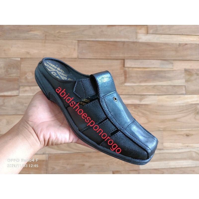 Sandal slop kulit asli hitam sendal selop pria 38 39 40 41 42 43