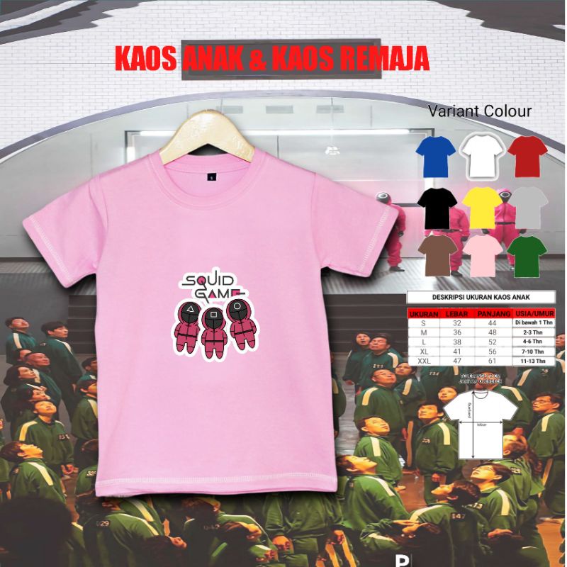 Squid game baju kaos anak/kaos anak squid game baju squid game