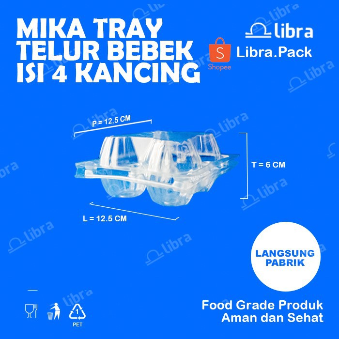 50 Pcs - Mika Telur Bebek Isi 4 Tempat Telur Tray Telur / Kemasan Telur