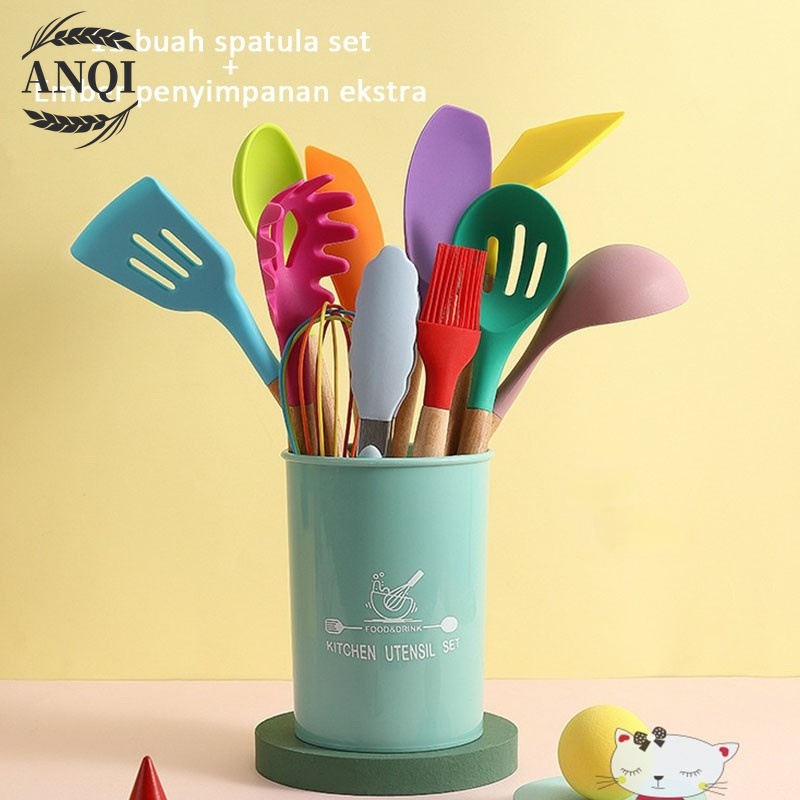 Alat Masak Set Spatula Sehat Tahan Panas Silicone Kitchen tools Set Spatula Silikon BPA-Free 12pcs