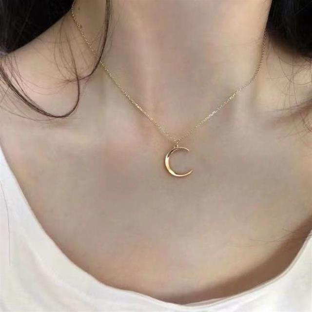 S925 Perak special interest desain moon kalung fashion wanita kalung selebriti Internet minimalis te