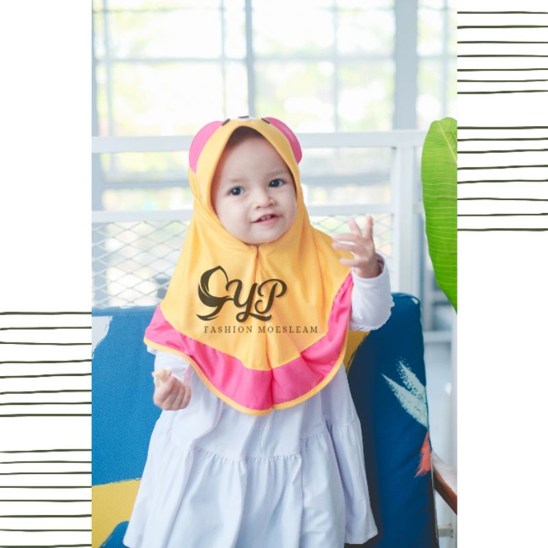 Jilbab Anak Bayi Panda usia 0-3 th / Hijab Baby