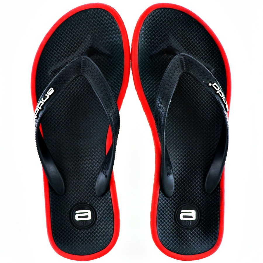 Ando Thunder Wanita Hitam/Merah - Sandal Jepit Ando Surabaya