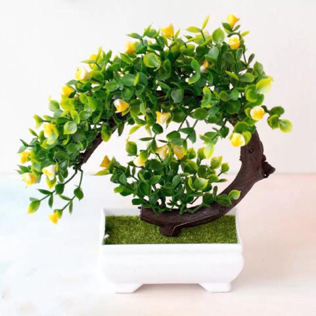 AM353 Bunga plastik / pajangan bunga Artificial / motif Rose  Vas Petak-Kuning