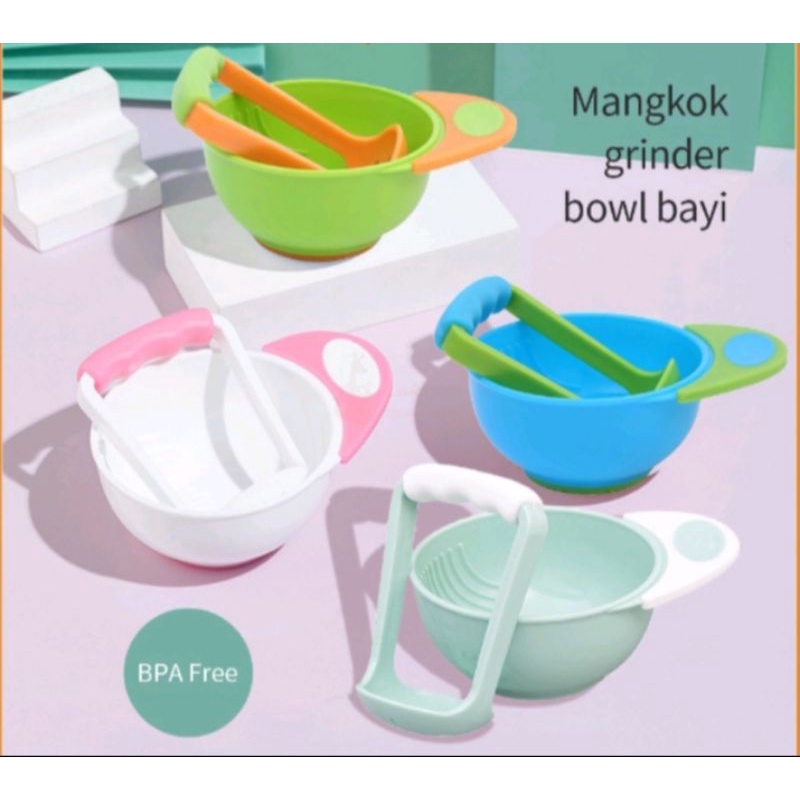 Food Masher Grinder Bowl Mangkok Penghalus Pelumat Pembuat Makanan MPASI