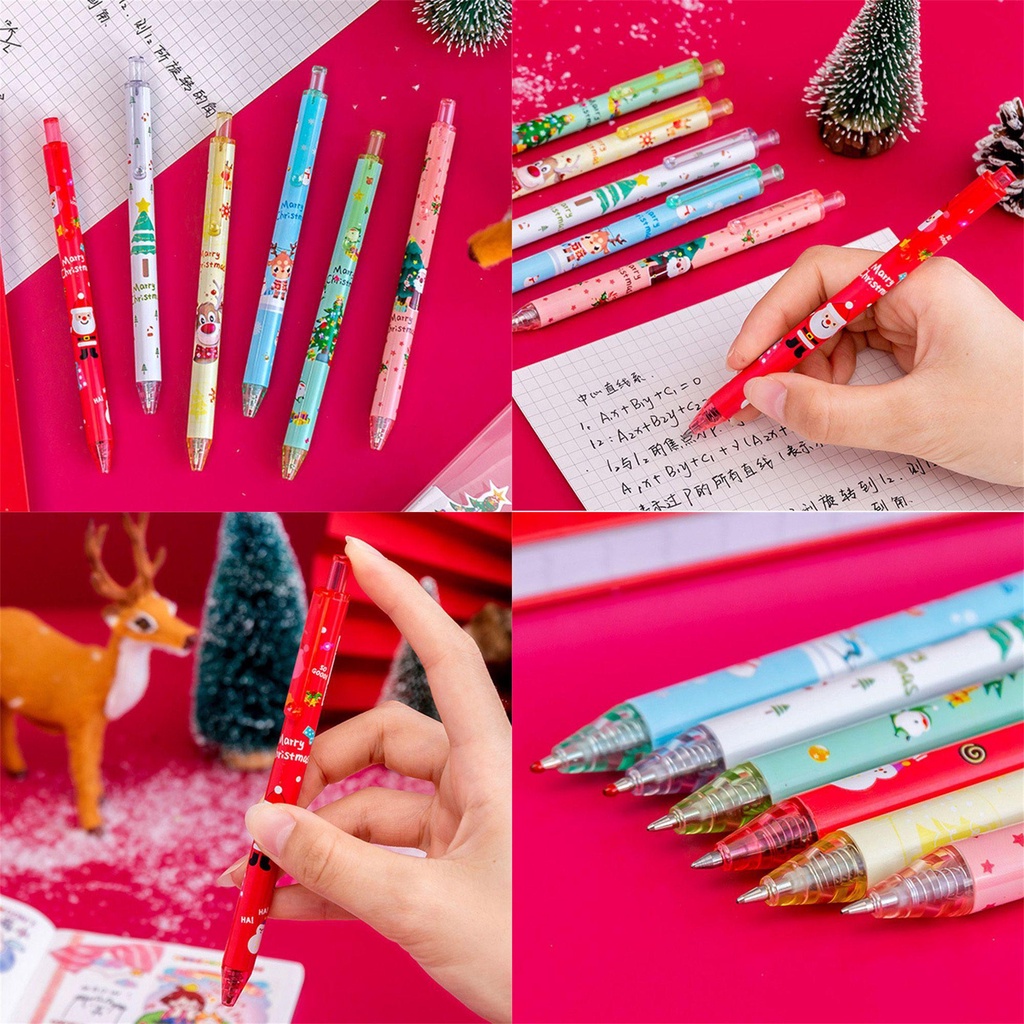 Populer1 /6 Stik Natal Gel Pen Belajar Kotak Gel Pen Kid's Anak Kartun Perlengkapan Siswa