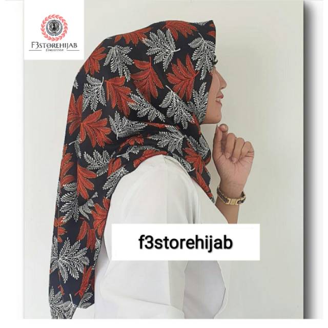 Hijab Semi Sutra Full Motif Batik | Hijab Segiempat Premium
