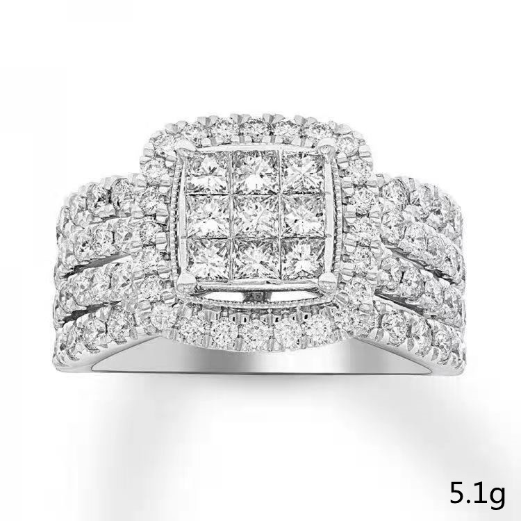 Cincin Berlian Imitasi Bentuk Kotak Warna Silver Untuk Pria