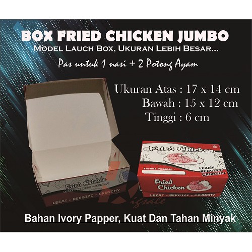 

Kotak Fried Chicken / Box Fried Chicken / Dus Fried Chicken / Box Kemasan Makanan / Launch Box Jumbo