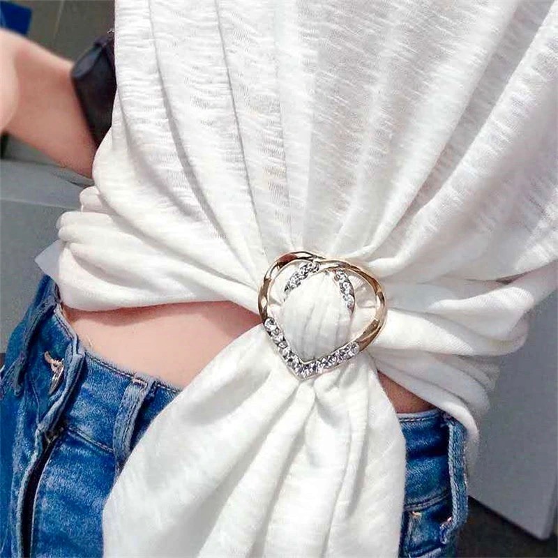 Fashionable multifunctional heart-shaped crystal ring buckle     M40216