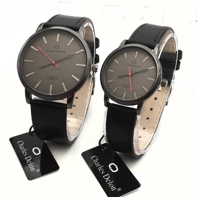 JAM TANGAN COUPLE KEREN SIMPLE ELEGANT CHARLES DELON ORIGINAL WATER RESIST NEW