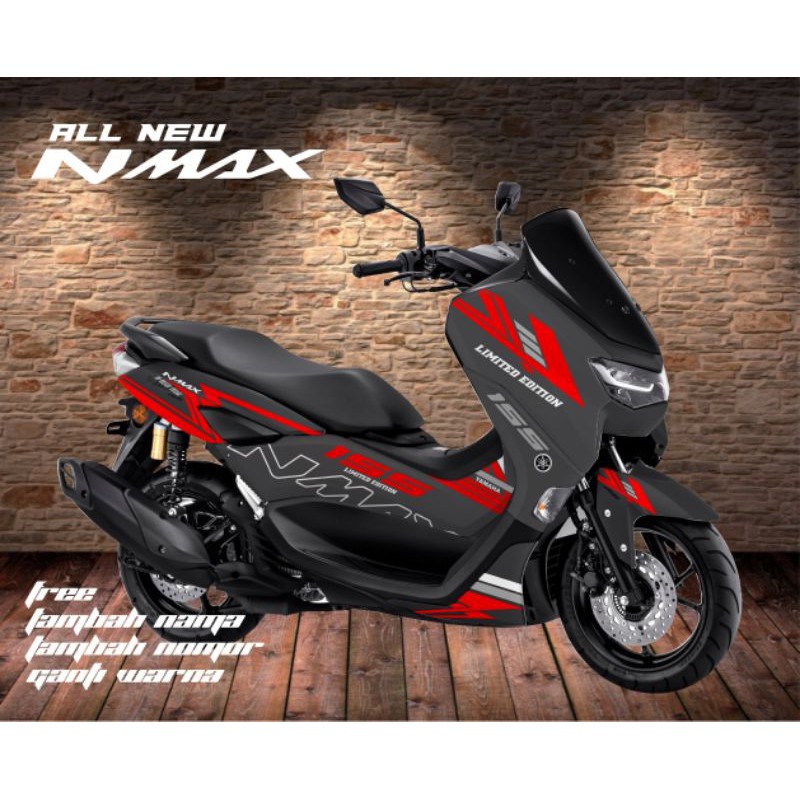 Decal NMAX New Full body Merah lis abu variasi kode 748