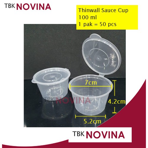 [50PCS] Thinwall Cup 100ml Plastik Tempat Sauce Saos Saus Cup Container Sambal Sambel Slime