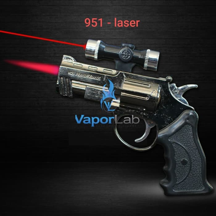 mancis korek api gas bara pistol mini gun laser pointer lighter unik - 916 Perunggu