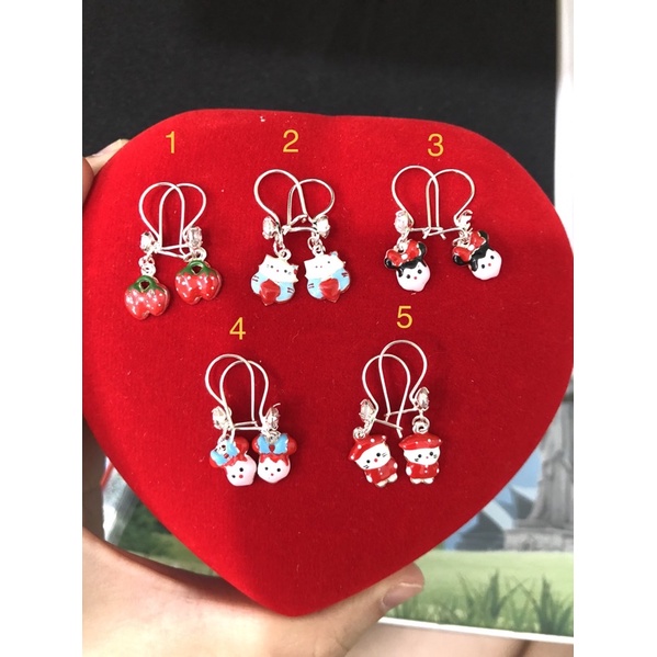 Asia Silver - Anting Gantung Anak Perempuan Kerabu Gantung Anak Cewek Perak Asli Berwarna Motif