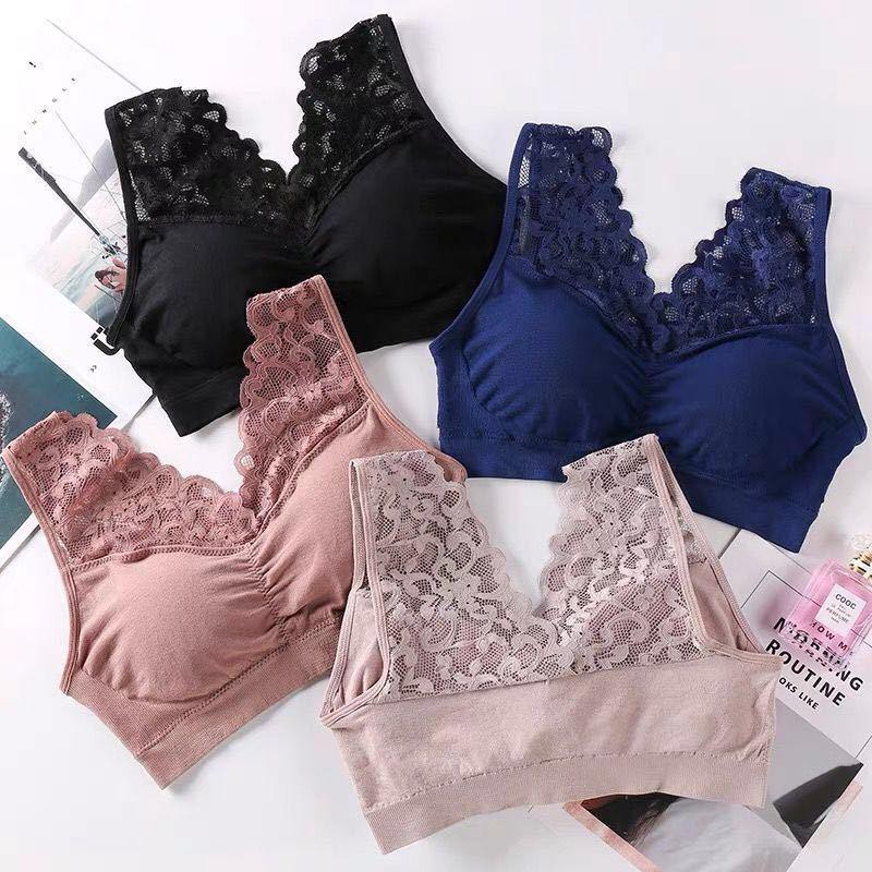 HUES.ID Bra Wanita Tanpa Kawat Bahan Halus Pakaian Dalam bralette Elastis dengan Busa 1021