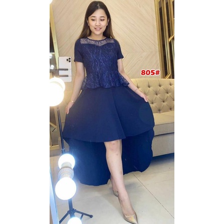 805# dress ekor scuba fashion wanita pesta