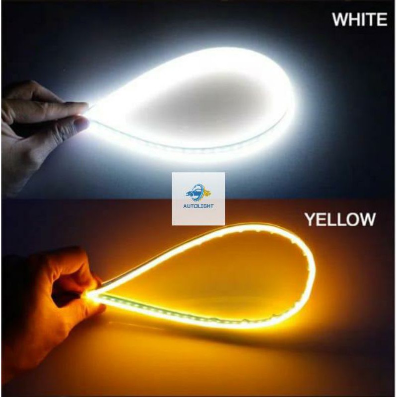 Lampu Alis LED Slim (1PCS/1buah) DRL Mobil motor Fleksibel Waterproof 45 CM 2 Warna Runing