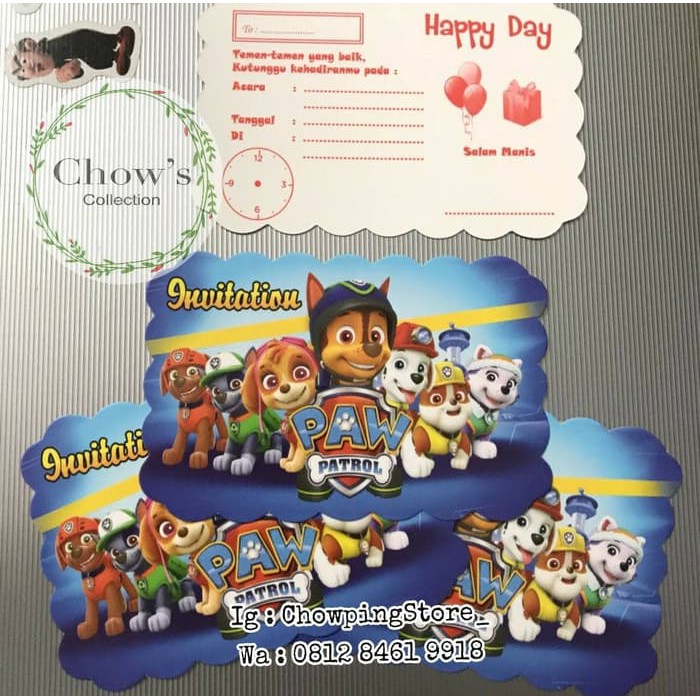 Cps531 Kartu Undangan Ultah Doggy Ulang Tahun Motif Anjing Paw Patrol