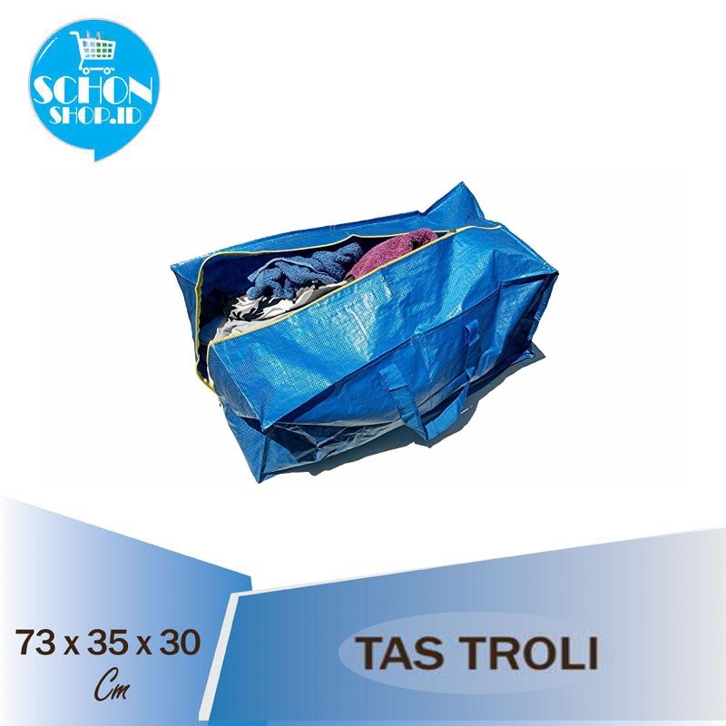 Tas Belanja Ukuran Jumbo Besar bisa dilipat Tas Laundry Penyimpanan dengan Resleting Kuat Reusable J