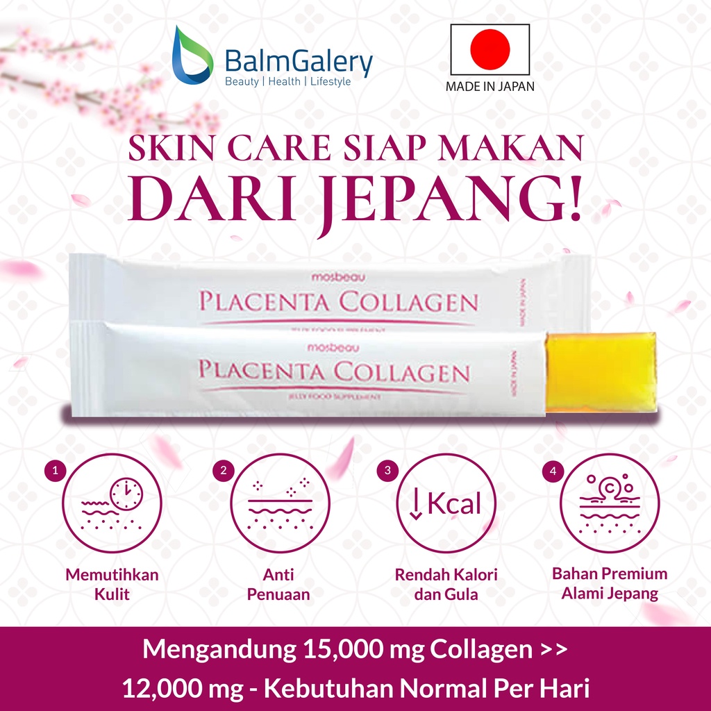 Mosbeau Placenta Collagen Whitening Jelly Food - Suplemen Jelly Kolagen Pemutih Badan - 30pcs