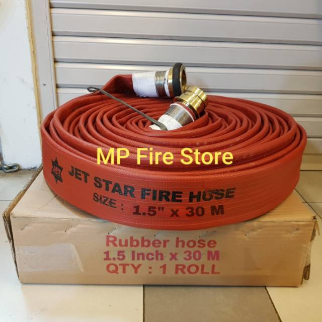 Jual Fire Hose Red Rubber Jet Star 1.5 Inch X 30 Mtr + Coupling 20 Bar ...