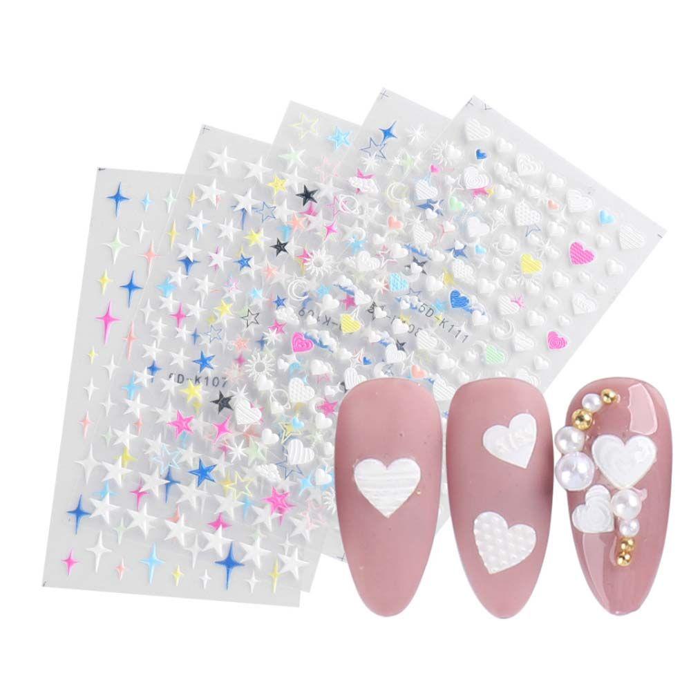 MXBEAUTY Stiker Nail Art Kreatif Relief Cinta Hati Konstelasi Bulan Cosmic Manicure Tool