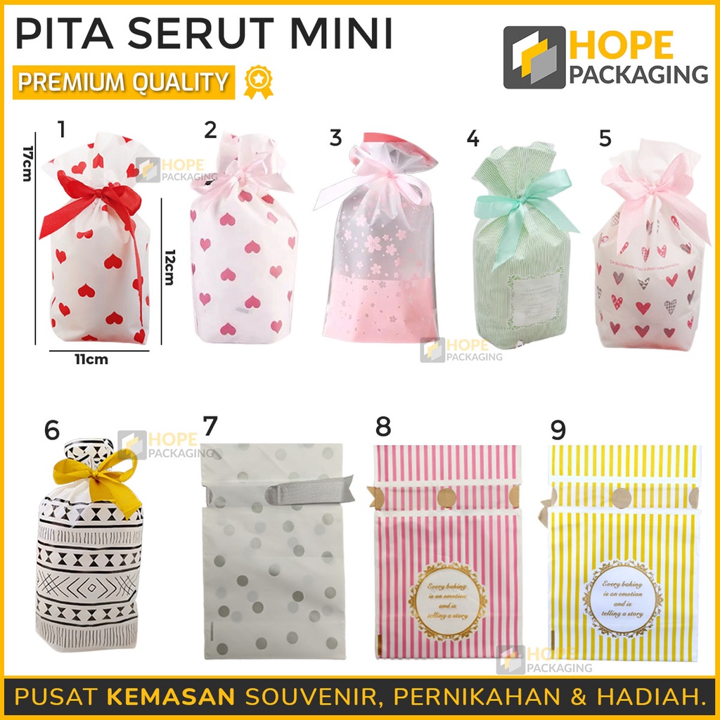 [5 pcs] Packing Serut Pita Mini Plastik Cookies Promo  Kantong Serut Gift Hampers