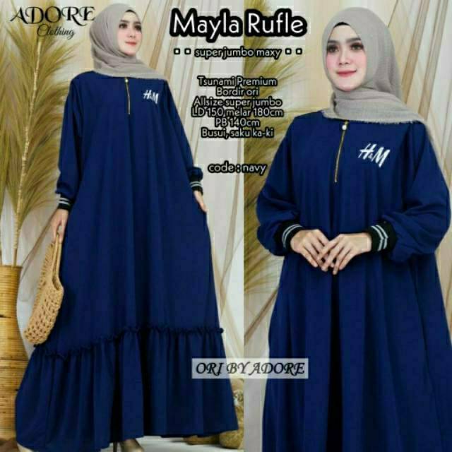SUPER JUMBO XXXXXL LD 150-180  MAXI DRESS MAYLA RUFFLE