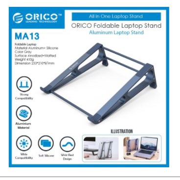 Laptop i-pad mac-book tab orico aluminium raise sight portable foldable anti slip ma13 ma-13