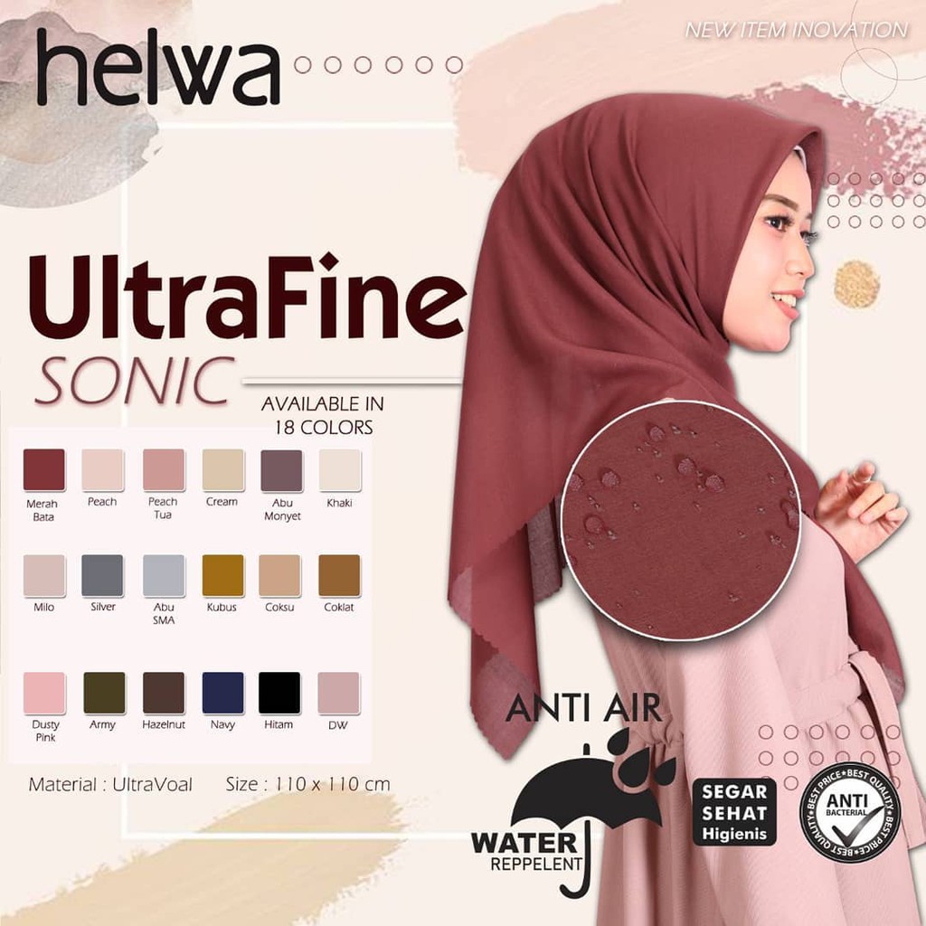 Jilbab ULTRA FINE HELWA - ultrafine voal anti air kerudung antibakteri
laser cut