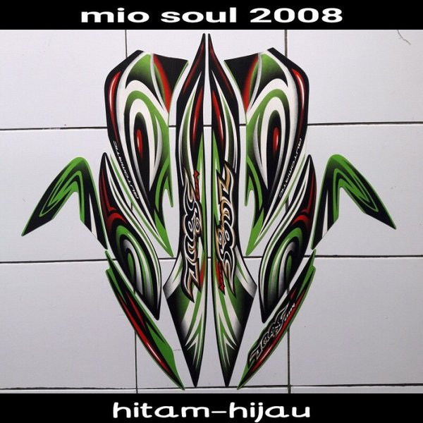 sticker striping body lis motor mio soul 2008 hitam-hijau