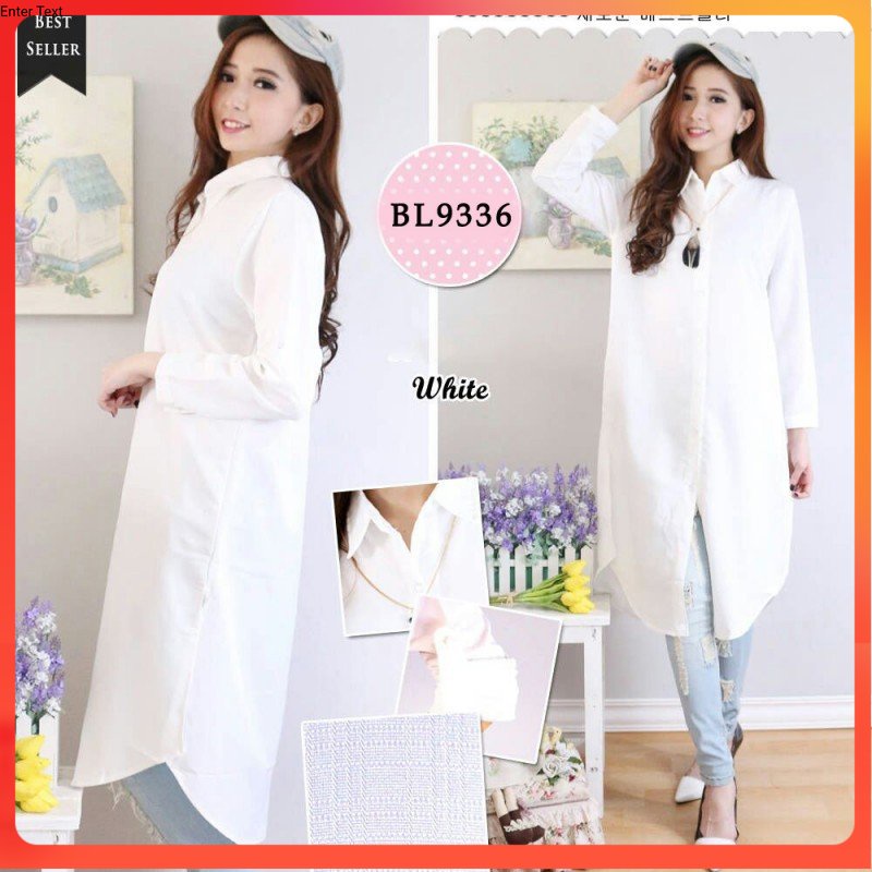 BAJU KAOS WANITA TERLARIS // Baju atasan tunik panjang putih polos muslimah hijaber bestseller fashi