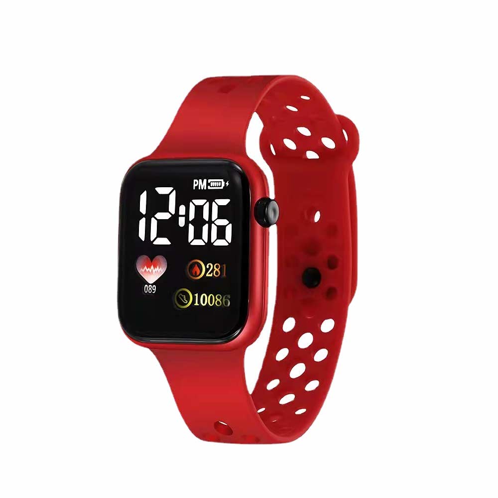 LED Watch [ Merah ] Water Resistant - Jam Tangan Digital Pria &amp; Wanita Strap Rubber LED_8047