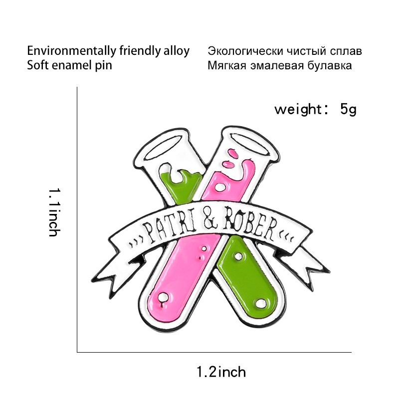 Bros Pin Enamel Desain Tabung Reaksi Kimia Untuk Kerah Kemeja / Tas