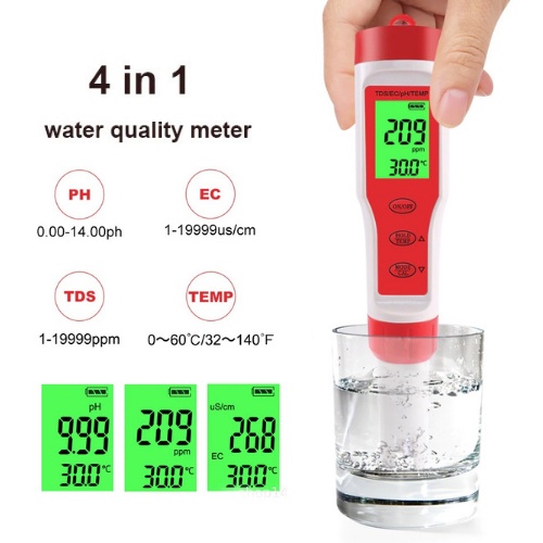 PH TDS EC Meter Temperature Meter Water Tester ATC Temp Suhu Waterproof