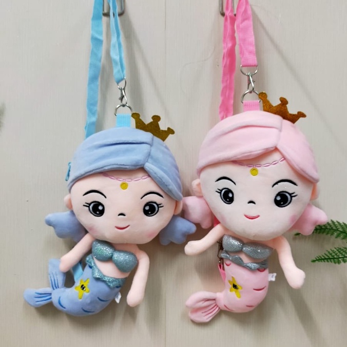 Toysopedia Tas Selempang Mermaid 30cm/Slingbag Anak/Tas karakter/Tas Boneka Lucu/Kado Tas Anak