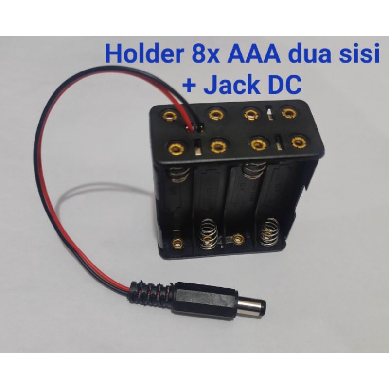 Holder 8x AAA dua sisi + jack dc 4x4 A3 holder baterai