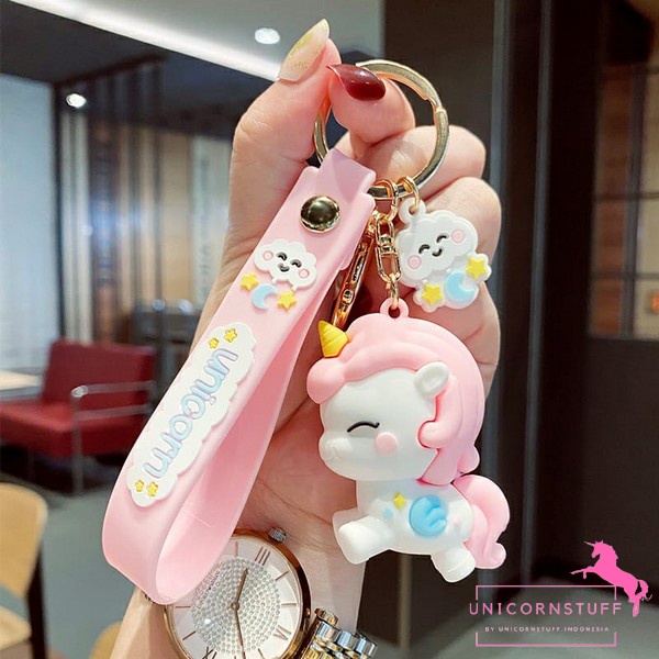 Gantungan Unicorn dengan Motif Bintang Tas Sekolah Kunci Anak Cewek bag Perempuan