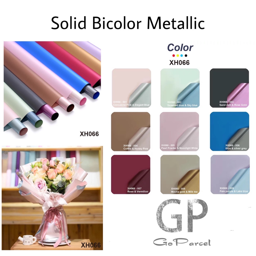 ( 5 Lembar ) SOLID BICOLOR METALLIC - KOREAN CELLOPHANE - FLOWER WRAPPING PAPER - RANGKAIAN BUKET BUNGA FLORIST