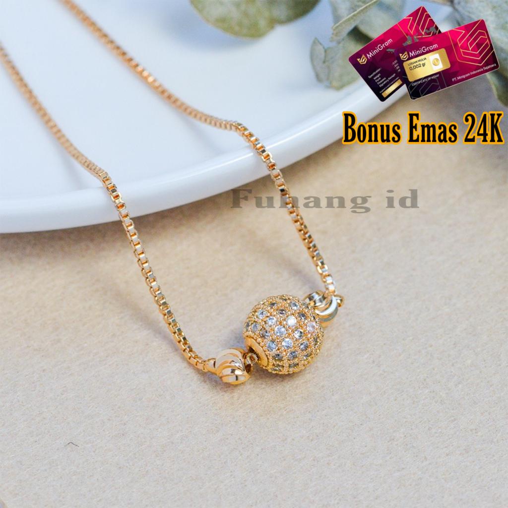 PROMO Gelang Serut Titanium GL1008 Model Bulat  Anti Karat Wanita Bonus Emas 24K