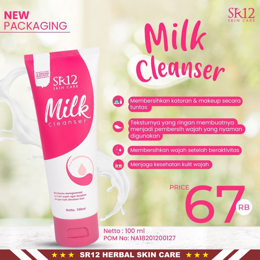 Pembersih Wajah SR12 | Milk Cleanser SR12 &amp; Micellar Water SR12 | Pembersih Makeup SR12 Skincare