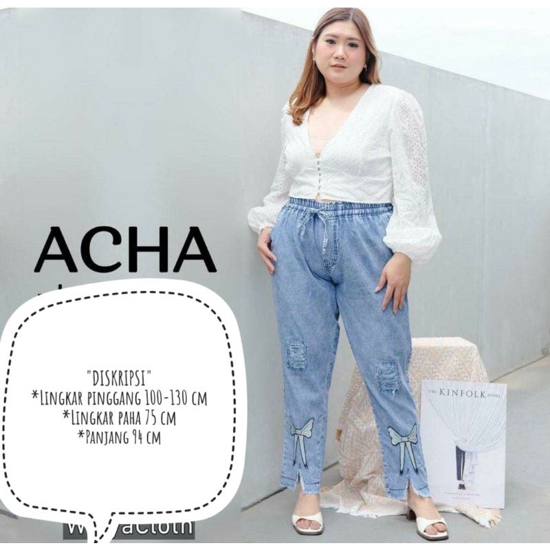 CELANA KULOT BOYFRIEND JEANS WANITA HIGH WAIST JUMBO WASH MUAT BB 70-100 KG OVERSIZE