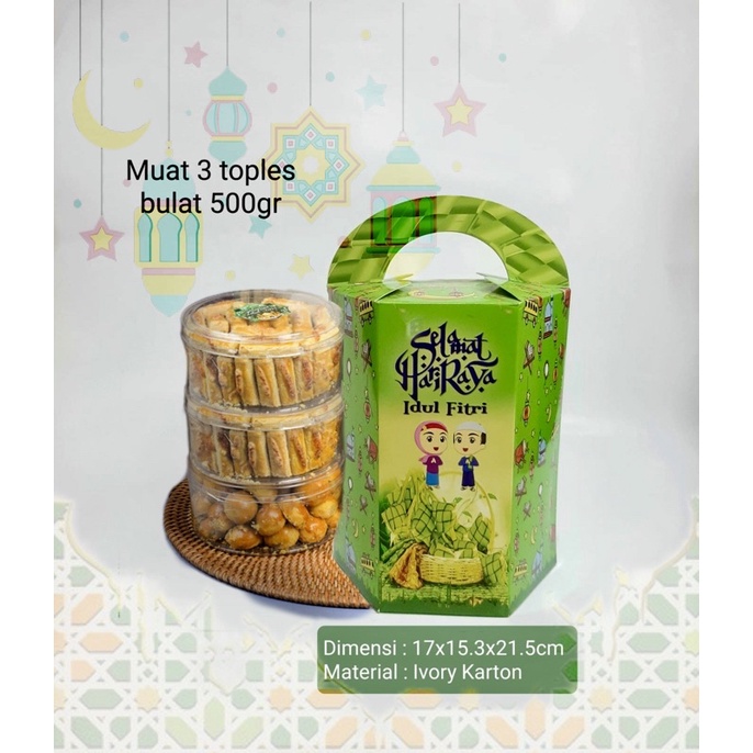 

Kotak Hampers Idu Fitri 3 toples / Box Lebaran